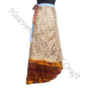 Faldas de talla grande Vintage Silk Magic 38 "Wrap Falda Halter de talla grande Vintage Silk Magic Wrap Falda de Jaipur Indian Saree - Product Image 4