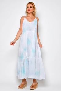 Nueva moda Rayon Tie Dye vestido largo para mujer verano playa fiesta desgaste colección Resort Wear hermoso verano largo Maxi vestido - Product Image 2