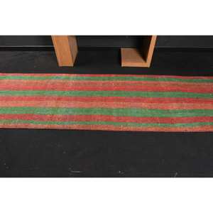 พรมขนแกะตุรกีวินเทจ3 x 9.9ft สไตล์ดั้งเดิมสีแดงสีเขียวแบบปะต่อแบนลาเท็กซ์สานเรียบสำหรับตกแต่งห้องนั่งเล่น - Product Image 3