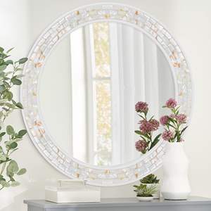 Miroir fait main mignon en forme de fleur de nacre pour décor de chambre de filles bon prix miroirs d'incrustation de coquille - Product Image 5