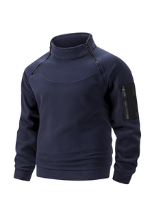 Sudadera de Forro Polar para Hombre, Invierno 2025, Cálida, Transpirable, Táctica, con Cierre, Cuello Alto, Manga Larga, Color Sólido, Informal - Product Image 2