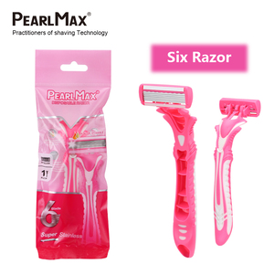 PearlMax Nuevas afeitadoras de seis hojas para hombres Maquinillas de afeitar corporales y faciales con tira lubricante y mango de goma plástica - Product Image 2
