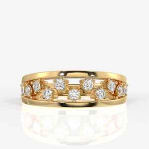 SHIVPATH Anillo de eternidad de diamante brillante de oro sólido de 14 quilates en chapado en oro amarillo Anillo DE BODA clásico y delicado para ella - Product Image 2