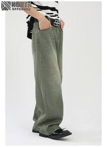 Pantalones vaqueros rectos personalizados de otoño e invierno para hombre, pantalones vaqueros holgados de Hip Hop, lavados, Oem, moda personalizada, transpirables, de secado rápido, ligeros - Product Image 4