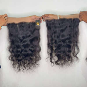 Extensions de cheveux humains indiens naturels bouclés, perruques frontales en dentelle, mèches de cheveux ondulés profonds avec perruque à fermeture en dentelle HD, cheveux humains - Product Image 1