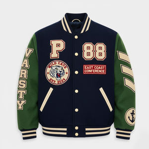 Nouvelle conception Veste de baseball en chenille brodée pour hommes Veste universitaire de style varsity en gros Veste universitaire de style varsity personnalisée pour hommes - Product Image 1