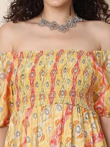 Vestido bohemio de algodón con bloque de mano indio para mujer, Elegante ropa de verano a la moda, cómodo estampado, ajuste moderno a la venta - Product Image 4