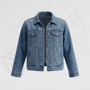 <b>Women</b> Casual Reversible Denim Jacket Cotton Solid Pattern Button Logo Decoration Winter <b>Coat</b> Stylish Outerwear Customized Color - Product Image 1