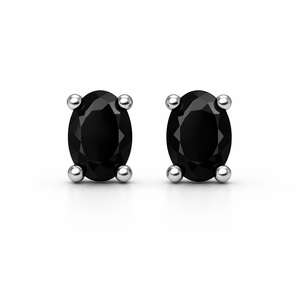 ต่างหูเงินแท้ชุบโรเดียมประดับพลอยออนิกซ์สีดำทรงรี ดีไซน์โรแมนติก ขายส่ง เหมาะเป็นของขวัญวันครบรอบ - Product Image 1