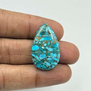 Alta calidad 25.60Ct Cobre azul natural Turquesa Forma de pera Piedra preciosa suelta 31X20X5MM Suave y atractivo" - Product Image 3