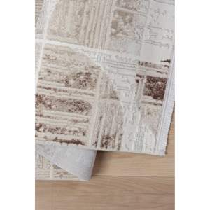 Konfor Elex 5207 Tapis de couloir tissé moderne Motif géométrique à franges droites brunes Matériau en polyester durable fabriqué à la machine - Product Image 5