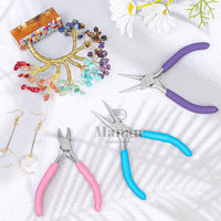 Ensemble de pinces à bijoux en acier inoxydable et acier au carbone de haute qualité, poignées rose, violet et bleu, pour la fabrication de bijoux, le travail du fil et les outils d'artisanat DIY