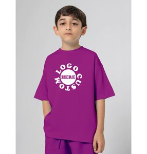 Vêtements unisexe personnalisés pour enfants T-shirt de sport vintage en coton tricoté Haut de couleur unie d'été Léger sans couture pour garçons - Product Image 3