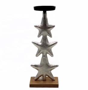 เชิงเทียนอลูมิเนียม3ดาวสำหรับตกแต่งบ้านที่วางเทียนชุบนิกเกิลหยาบสำหรับตกแต่งงานแต่งงานทำด้วยมือ - Product Image 5