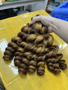 Balayage Hair Highlights Piano Color Bouncy Curly Human Hair <b>Wig</b> Top Quality From Vietnamese Raw Hair - Product Image 4