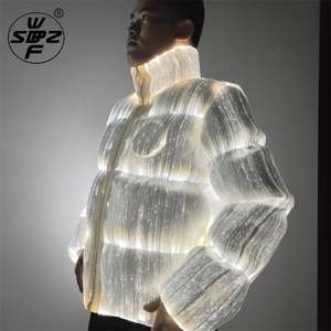 เสื้อแจ็คเก็ตดาวน์เรืองแสงแบบกำหนดเองสำหรับผู้ชาย พร้อมเส้นใยออปติกแฟลช ดีไซน์ใหม่ ผ้าพัฟเฟอร์สำหรับฤดูหนาว พร้อมโลโก้ด้านหน้า - Product Image 3