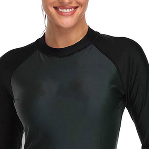 Comprar nuevo diseño de ropa de compresión Rash Guard para mujeres tamaño adulto Slim Fit cómodo transpirable Rash Guard camisas personalizadas - Product Image 5