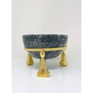 Bols en marbre tendance de haute qualité avec des motifs élégants Base en métal doré Modèles uniques pour la décoration de bureau à domicile moderne ou la fête - Product Image 4