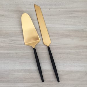 Modern Minimal Stainless Steel Cake Server, Stylish Metal Dessert Serving Spatula & <b>Knife</b> <b>Set</b> for Home, Party & Restaurant Use - Product Image 1