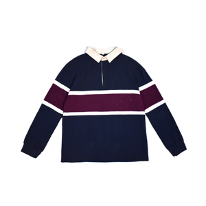 เสื้อโปโลแขนยาวสำหรับผู้ชายเสื้อโปโลผ้าคอตตอนลายทางวินเทจเสื้อรักบี้ผ้าฝ้ายออกแบบได้ตามต้องการ - Product Image 1