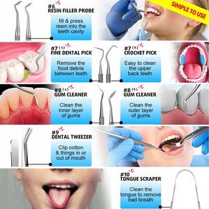 Paquete de 10 Herramientas Dentales Manuales Profesionales para Eliminar la Placa, Juego de Herramientas para Limpieza Dental - Product Image 5