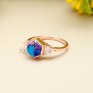 Turquoise d'huître naturelle Bague en argent sterling 925 Bijoux fins pour femmes Bague en argent faite à la main avec pierre turquoise d'huître - Product Image 3