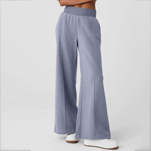 Moda último entrenamiento cintura alta dolor suelto pierna ancha gimnasio suave Joggers moda Boot-Cut pantalones de chándal para mujeres corriendo a granel - Product Image 1