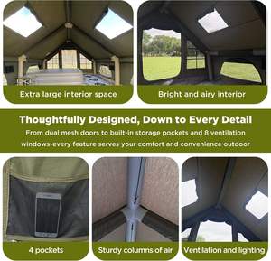 <span class=keywords><strong>Tente</strong></span> gonflable en coton 12 ㎡   <span class=keywords><strong>Tente</strong></span> de glamping verte 3x4m en toile TC 210g imperméable avec cheminée pour camping en plein air - Product Image 6