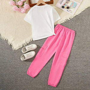 100% coton en gros à manches courtes t-shirt et pantalon femmes ensembles jumeaux respirant séchage rapide été femmes deux pièces jumeaux ensemble - Product Image 2