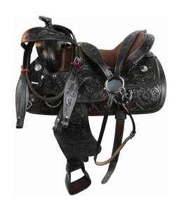 Silla de Montar Occidental de Cuero Genuino de Búfalo de Primera Calidad con Herrajes de Acero Inoxidable para Carreras de Barriles y Equitación - Product Image 1