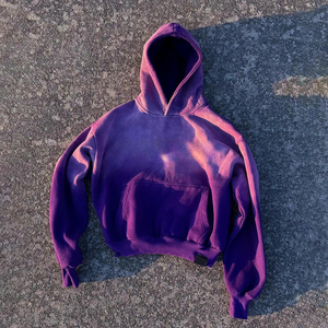 Nouvelle mode poids lourd 100% coton toute couleur unie goutte épaule lavage à l'acide à capuche Slim Fit Style hiver sweats à capuche - Product Image 6