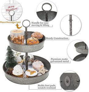 Plateau d'affichage en métal rustique à 2 niveaux pour Cupcake Dessert Fruit Parfait pour la décoration intérieure ou extérieure - Product Image 3