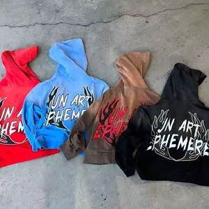 Vente en gros 100% 500gsm sérigraphie grande taille en éponge française simple double fermeture éclair pull-over lourd délavé à l'acide sweat à capuche zippé - Product Image 5