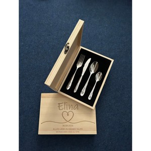 Nhà máy cung cấp xách tay Fancy thép không gỉ đồ ăn bạc thiết lập dao kéo với muỗng và Ngã Ba khắc tên tùy chỉnh - Product Image 5