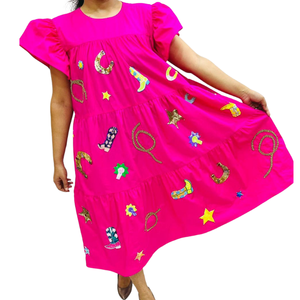 Robes et bottes à sequins décontractées à taille naturelle, longueur genou, respirantes et amples, personnalisées OEM/ODM, pour femmes et filles, collection 2026 Rodeo/Derby - Product Image 2