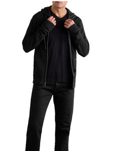 Pull à capuche unisexe en molleton de coton avec nouveau design, logo personnalisé, fermeture à glissière avant, noir et uni pour hommes et femmes - Product Image 2