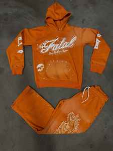 100% coton personnalisé en détresse broderie survêtement Vintage lavé soleil délavé à capuche ensemble pour hommes deux pièces poids lourd imprimé - Product Image 4