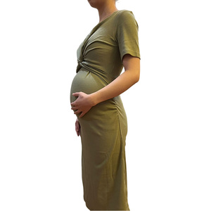 Wholesale <strong>Maternity</strong> Clothes Custom Logo Women's Nursing Dress Comfortable <strong>Maternity</strong> Crew Neck Dress - Product Image 2