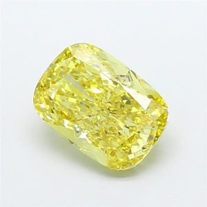 Diamant de laboratoire certifié CVD, jaune vif, taille coussin, pierre précieuse brute, éclat radieux, élégance, joaillerie fine, luxe - Product Image 1