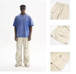 Pantalones de chándal Unisex de alta calidad, pantalones de chándal bordados informales sueltos con pierna recta ancha holgada personalizada para entrenamiento, talla de hombre - Product Image 4