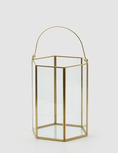 Vente en gros de chandeliers ouragan en verre en laiton doré sur mesure pour la décoration intérieure des mariages lanternes à bougies en bois de Noël - Product Image 6
