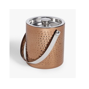 Seau à glace isolé à double paroi en acier inoxydable design fantaisie avec couvercle et pince en bois pour table maîtresse vin et bière - Product Image 5