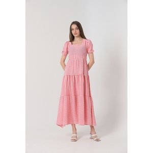 Topshow Fuchsia Striped Long Wholesale Dress - [object Object] - Product Image 4