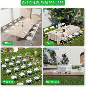 Chaise pliante en métal blanc, légère, empilable, portable, pour les fêtes, les pique-niques, les événements, utilisation en extérieur - Product Image 5