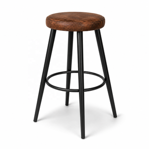 Akku <b>Stool</b> Furniture Industrial Bar <b>Stool</b> Leather Seat Iron Frame | Vintage Loft Bar Restaurant Kitchen Seating | Metal Bar - Product Image 1