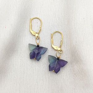 Rainbow Fluorite Gemstone Wire Wrapped Lever Back Boucles d'oreilles Grossiste - Product Image 3
