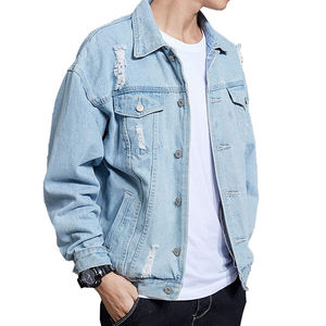 Design Autumn Mens Korean Version Denim Jean <b>Jacket</b> Trendy Fashion Ripped Cotton Twill Denim Wash Blue <b>Jacket</b> of Denim <b>Jacket</b> - Product Image 5