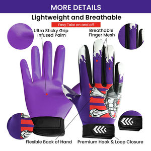 Wholesale Non-Slip Football Receiver <b>Gloves</b> Comfortable Fully Customizable Microfiber American Fitness <b>Sports</b> Lightweight - Product Image 2