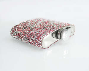 Précieux 6 oz femmes Rose ombre pierre artificielle en acier inoxydable poche Portable spécial insignes conteneur d'alcool - Product Image 2