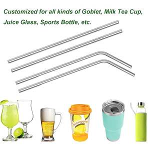 Vente en gros d'ensemble de pailles en acier inoxydable réutilisables droites et courbées de luxe écologiques paille en métal pour boire avec emballage en boîte - Product Image 2